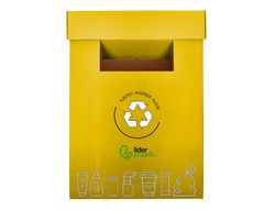 Contenedor papelera reciclaje liderpapel carton reciclado para envases 450x350x650 mm 70 litros amarillo