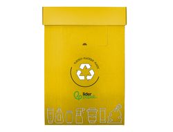 Contenedor papelera reciclaje liderpapel carton reciclado para envases 450x350x650 mm 70 litros amarillo