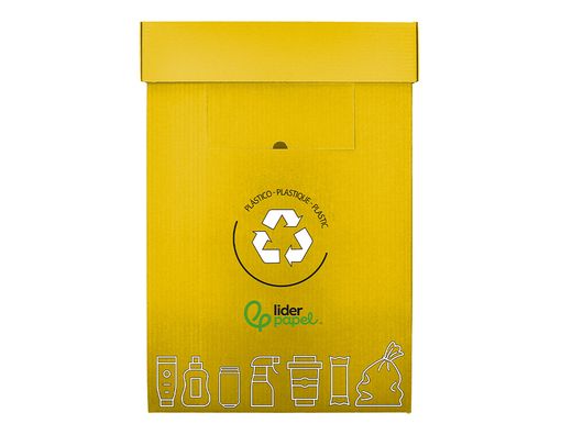 Contenedor papelera reciclaje liderpapel carton reciclado para envases 450x350x650 mm 70 litros amarillo
