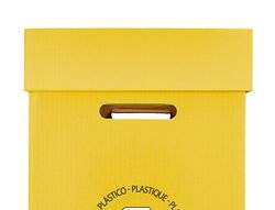Contenedor papelera reciclaje liderpapel carton reciclado para envases 450x350x650 mm 70 litros amarillo
