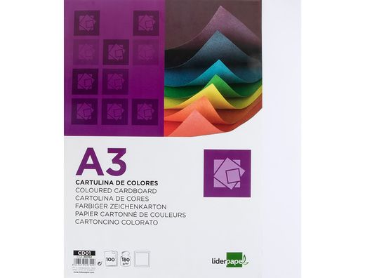 Cartulina Liderpapel A3 180G/M2 Blanco Paquete de 100