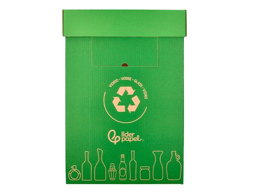 Contenedor papelera reciclaje liderpapel carton reciclado para vidrio 450x350x650 mm 70 litros verde