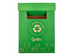 Contenedor papelera reciclaje liderpapel carton reciclado para vidrio 450x350x650 mm 70 litros verde