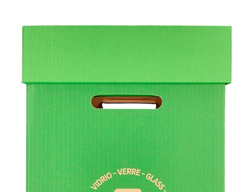 Contenedor papelera reciclaje liderpapel carton reciclado para vidrio 450x350x650 mm 70 litros verde