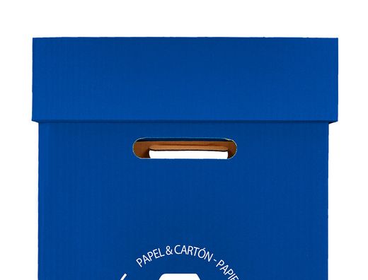 Contenedor papelera reciclaje liderpapel carton reciclado para papel y carton 450x350x650 mm 70 litros azul