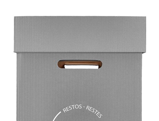 Contenedor papelera reciclaje liderpapel carton reciclado para restos no reciclables 70 litros 450x350x650 mm gris