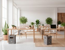 Contenedor papelera reciclaje liderpapel carton reciclado para restos no reciclables 70 litros 450x350x650 mm gris