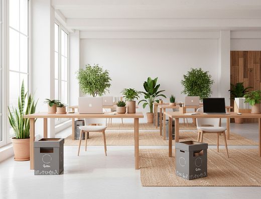 Contenedor papelera reciclaje liderpapel carton reciclado para restos no reciclables 70 litros 450x350x650 mm gris