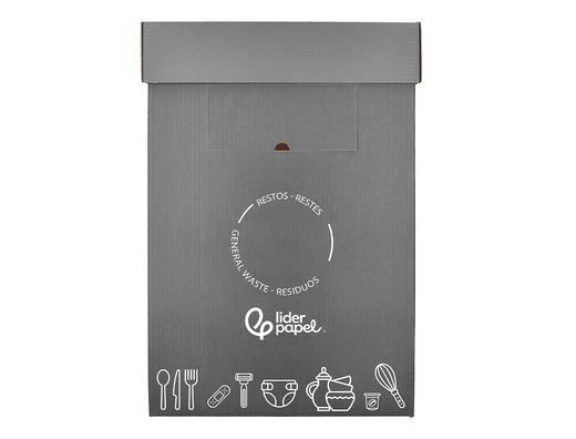 Contenedor papelera reciclaje liderpapel carton reciclado para restos no reciclables 70 litros 450x350x650 mm gris