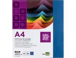 Cartulina Liderpapel A4 180G/M2 Azul Ultramar Paquete de 100