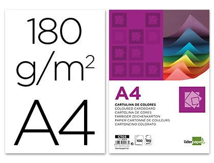 Cartulina Liderpapel A4 180G/M2 Blanco Paquete de 100