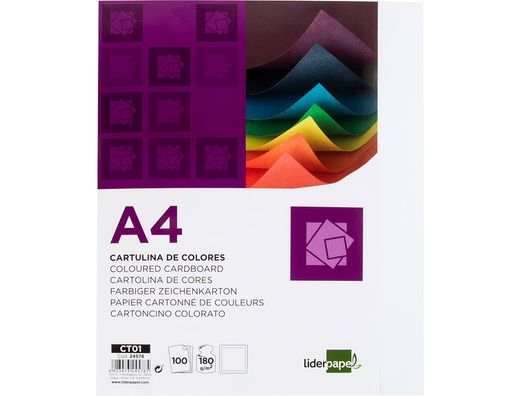 Cartulina Liderpapel A4 180G/M2 Blanco Paquete de 100