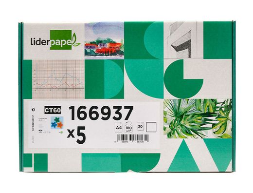 Cartulina liderpapel a4 180g/m2 blanco paquete de 25+5 hojas