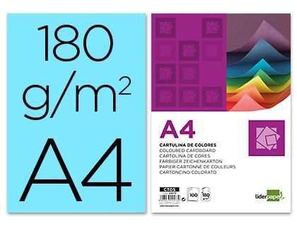 Cartulina Liderpapel A4 180G/M2 Celeste Paquete de 100