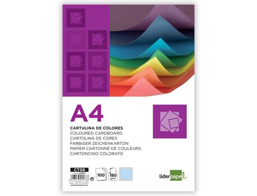 Cartulina Liderpapel A4 180G/M2 Celeste Paquete de 100