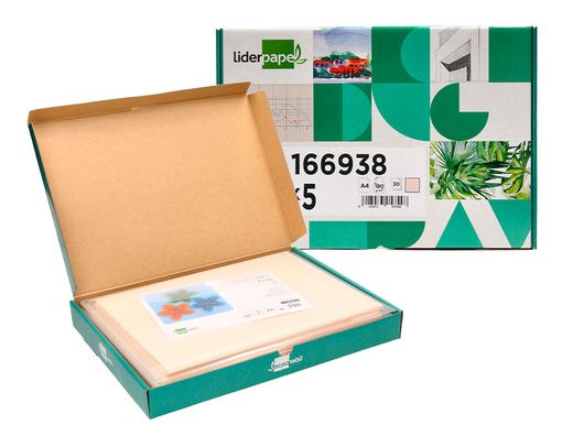 Cartulina liderpapel a4 180g/m2 crema paquete de 25+5 hojas
