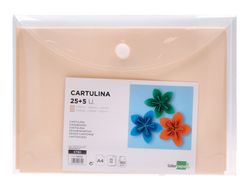 Cartulina liderpapel a4 180g/m2 crema paquete de 25+5 hojas