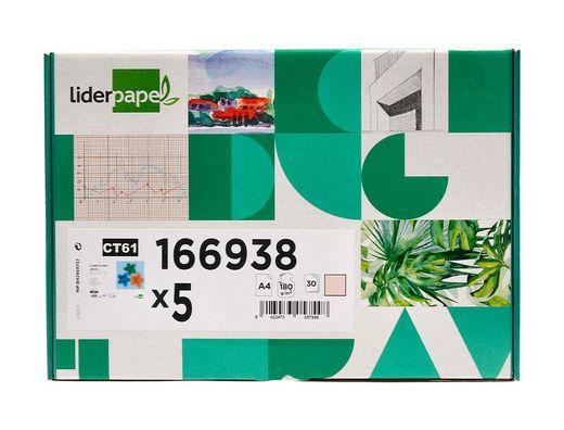 Cartulina liderpapel a4 180g/m2 crema paquete de 25+5 hojas