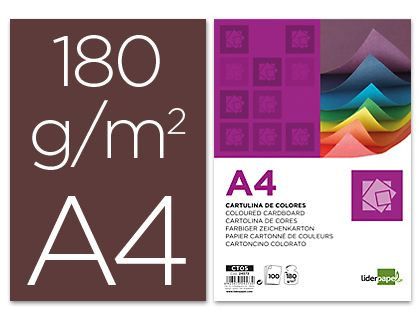 Cartulina Liderpapel A4 180G/M2 Marron Paquete de 100