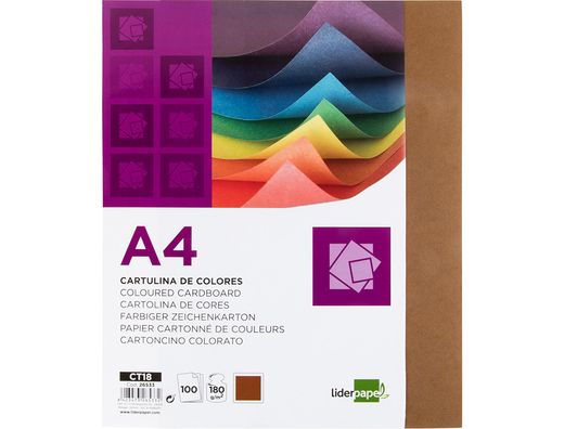 Cartulina Liderpapel A4 180G/M2 Marron Paquete de 100