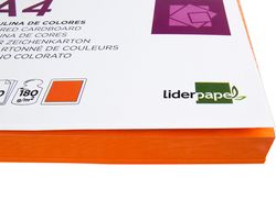 Cartulina Liderpapel A4 180G/M2 Naranja Fuerte Paquete de 100