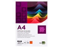 Cartulina Liderpapel A4 180G/M2 Naranja Fuerte Paquete de 100