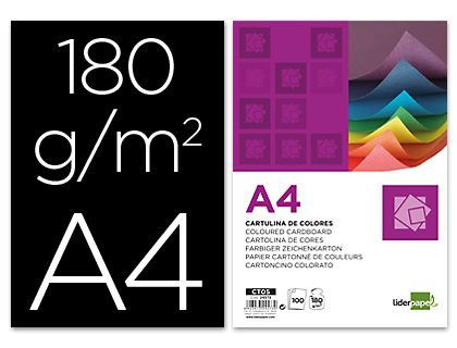 Cartulina Liderpapel A4 180G/M2 Negro Paquete de 100