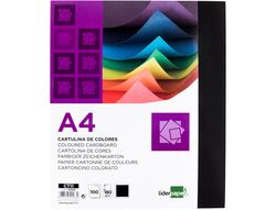 Cartulina Liderpapel A4 180G/M2 Negro Paquete de 100