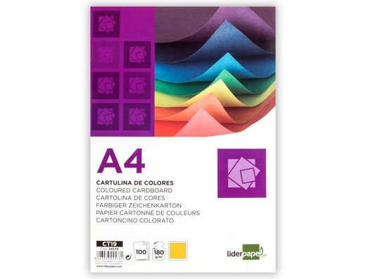 Cartulina Liderpapel A4 180G/M2 Oro Paquete de 100