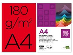 Cartulina Liderpapel A4 180G/M2 Rojo Paquete de 100