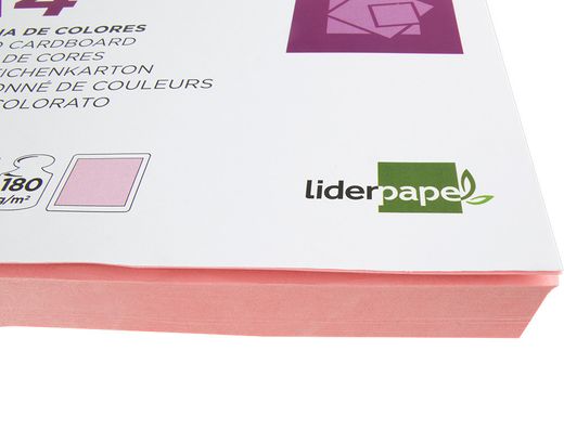 Cartulina Liderpapel A4 180G/M2 Rosa Paquete de 100