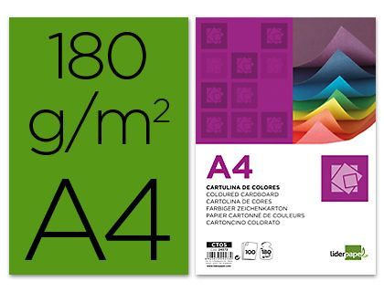 Cartulina Liderpapel A4 180G/M2 Verde Abeto Paquete de 100