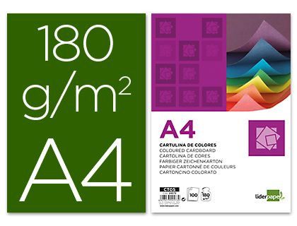 Cartulina Liderpapel A4 180G/M2 Verde Billar Paquete de 100