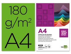 Cartulina Liderpapel A4 180G/M2 Verde Paquete de 100