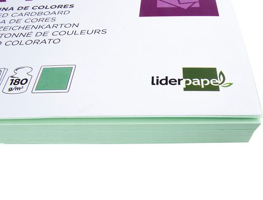 Cartulina Liderpapel A4 180G/M2 Verde Paquete de 100