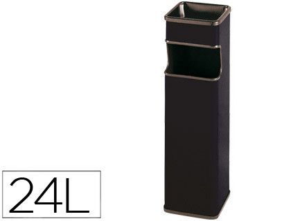 Cenicero Papelera Cuadrado 403 Negro -Metalico -Medida 65X18X18 Cm