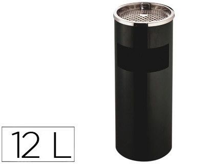 Cenicero Papelera Metalico Q-Connect Negro -61,5X25 cm con Recogecolillas