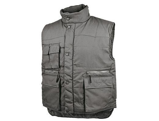 Chaleco Deltaplus Multibolsillos con Cremallera Cintura Elastica Protege Riñones Gris Verde Talla S