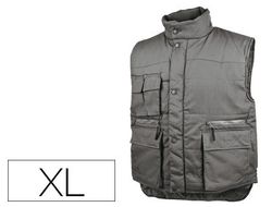 Chaleco Deltaplus Multibolsillos con Cremallera Cintura Elastica Protege Riñones Gris Verde Talla Xl