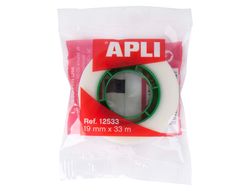Cinta adhesiva apli 33 mt x 19 mm invisible encelofanada individualmente
