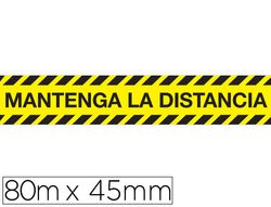 Cinta adhesiva de señalizacion "mantenga distancia de seguridad" pvc 165 mg medidas banda 450 x 80