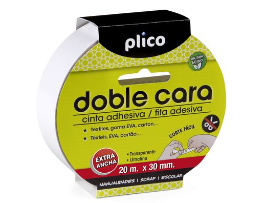 Cinta Adhesiva Plico Doble Cara 30Mm X 20M