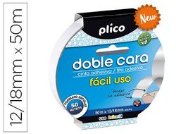 Cinta adhesiva plico doble cara facil uso 12/18 mm x 50 m