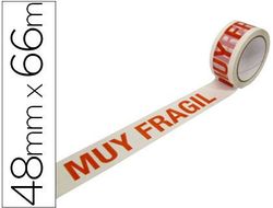 Cinta Adhesiva Polipropileno Blanca 66 M X 48 mm para Embalaje Muy Fragil Pack de 6 Unidades