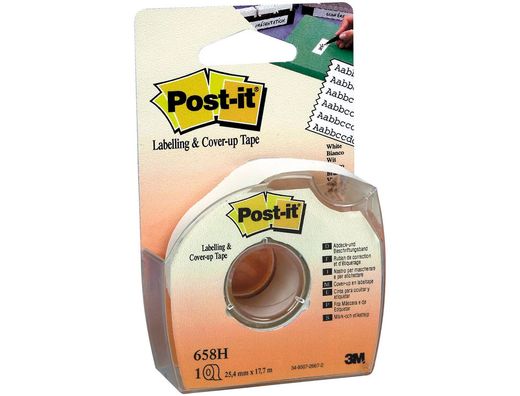 Cinta adhesiva post-it 18x25 mm 6 lineas en portarrollos especial para ocultar y etiquetar
