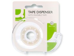 Cinta adhesiva q-connect invisible 7,5 mt x 19 mm con portarrollo en blister