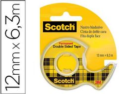 Cinta Adhesiva Scotch 136-D Dos Caras 6,3 Mt X 12 mm en Portarrollo
