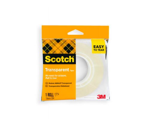 Cinta adhesiva scotch 508 transparente 33x19 mm facil de cortar encelofada individual
