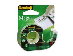 Cinta adhesiva scotch magic invisible 7,5x19 mm en portarrollo