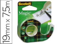 Cinta adhesiva scotch magic invisible 7,5x19 mm en portarrollo